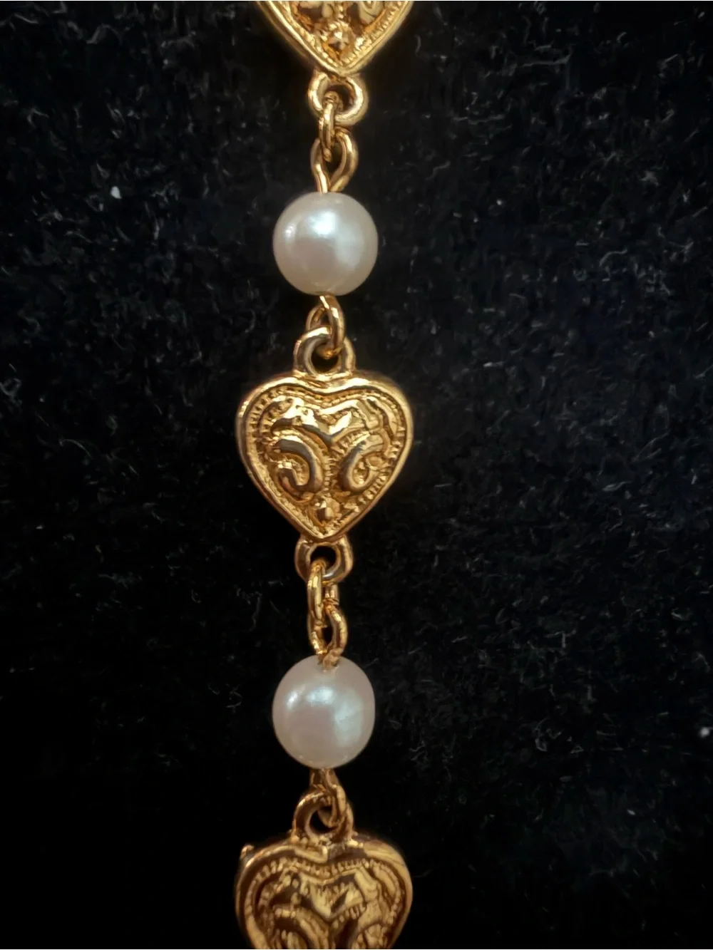 Avon Gold Heart & Pearl Link Bracelet - Women Jewelry - SZ 7